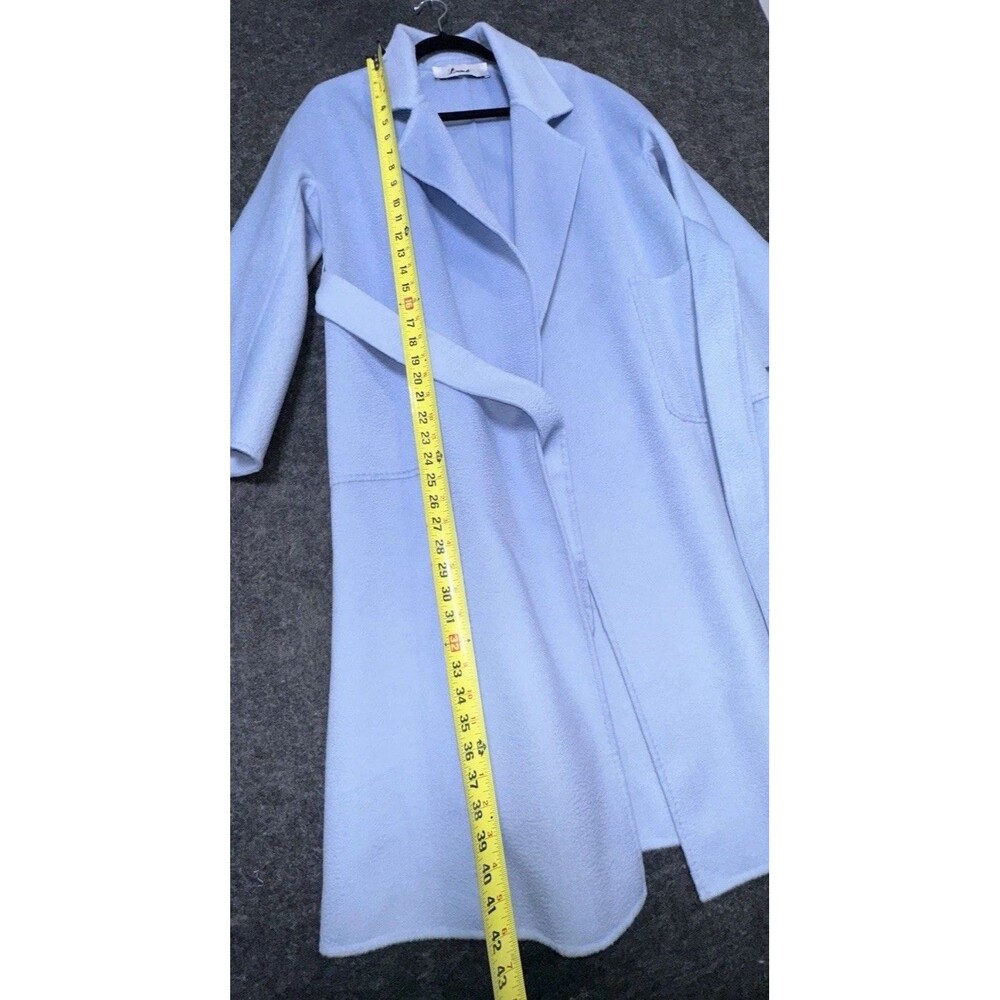 L.A.M.B. Pale Blue Belted Wool Trench Coat - Picture 5 of 9